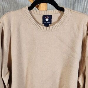 Vintage 90s Ivy Crew XL $78 Classic 100% Cotton Crewneck Tan Beige Sweater